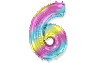 Balón foliový číslice DUHOVÁ 115 cm - 6