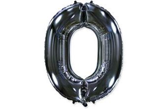 Balón foliový číslice ČERNÁ - BLACK 102 cm - 0