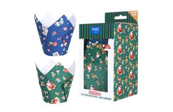 Vánoční tulipánové košíčky na muffiny - Santova dílna (Balení po 24 kusech)