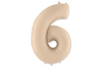 Balón foliový číslice KRÉMOVÁ - 102 cm - 6