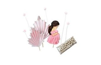 Těhulka – cukrová dekorace na dort (sada)