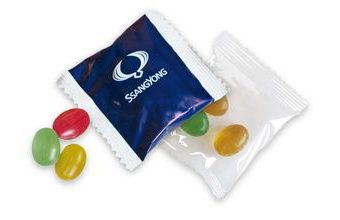 Reklamní flowpackové bonbóny 3ks v sáčku s vaším motivem/logem - od 3000 ks
