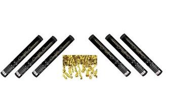 Konfety 40cm - ZLATÉ STUŽKY - HOBLINKY - METALICKÉ - Silvestr - 6 ks