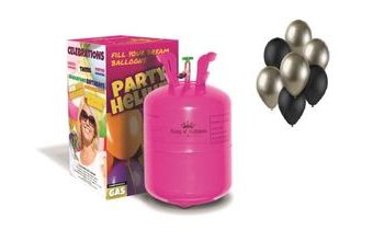Helium a sada latex. balónků -chrom.prosecco,černá 7 ks - 30 cm