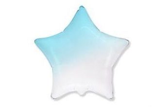 Balón fóliový hvězda ombré - modrobílá - 48 cm