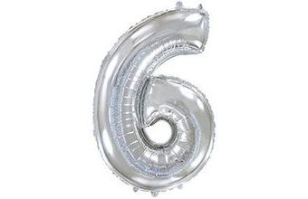 Balón foliový číslice STŘÍBRNÁ - SILVER 115 cm - 6