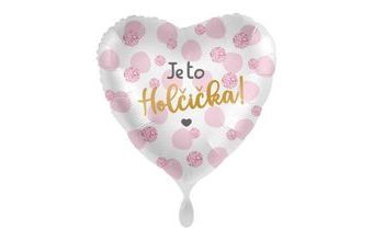 Balón foliový - Je to holčička - srdce - 43cm