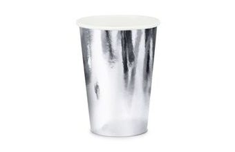 Papírové kelímky, stříbrné, 220ml, 6 ks