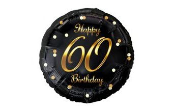 Balón foliový 60 let - Happy Birthday - narozeniny - 45 cm