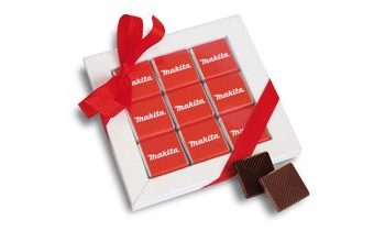 Reklamní čokoládová sada 18x5g (9x5g), stuha s vaším motivem/logem - od 250 ks