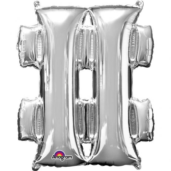 Symbol # stříbrné foliové balónky 33 cm x 27 cm