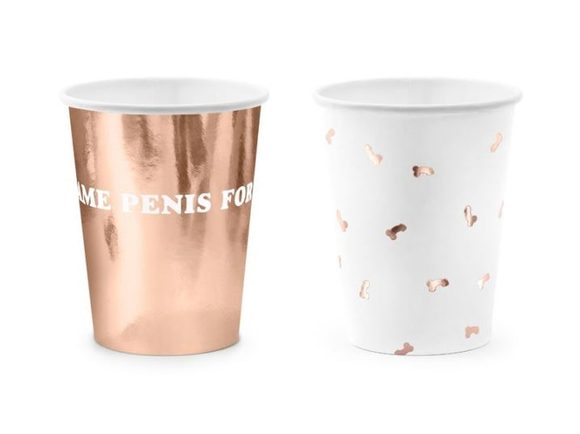 Kelímky "Same penis forever", růžovo zlaté - rose gold, 220ml, 6 ks