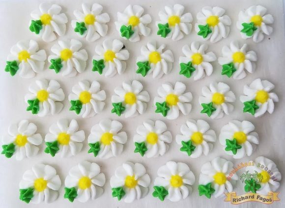 Cukrové ozdoby květy na platíčku 32