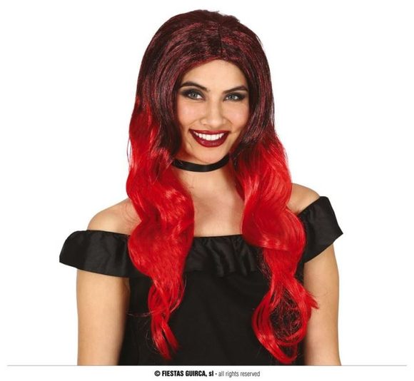 Paruka černo-červená dlouhá