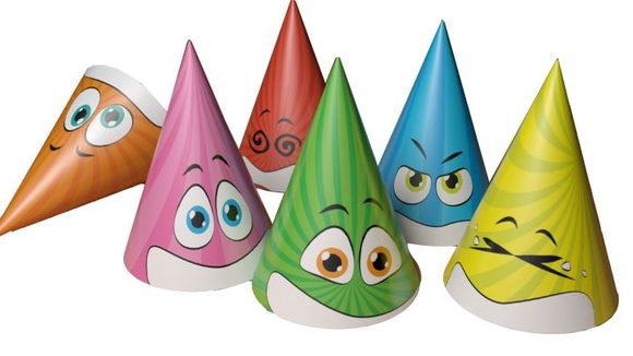 Veselé party kloboučky - různé barvy 6 ks v balení