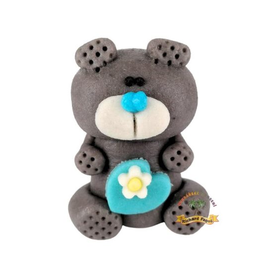 Figurka 3D 60g (medvídek šedý s modrým srdíčkem)