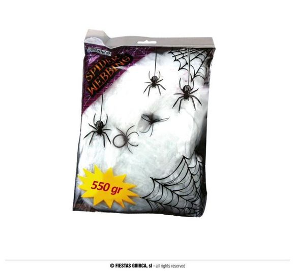 Pavučina bílá 550g + 4 pavouci - Halloween