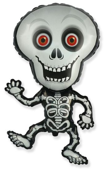 Balón foliový Skeleton - Kostra 82 cm - Halloween - černo-šedý