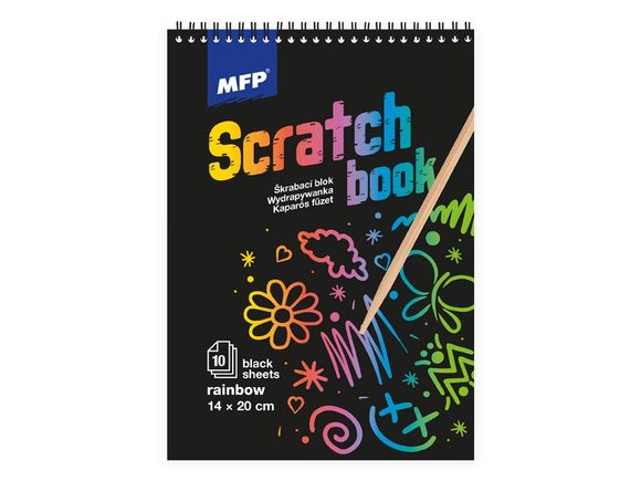 škrabací obrázek blok 20x14cm 10l černý/duha
