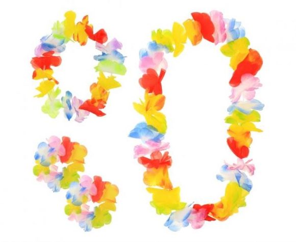 Sada hawaii - havajské náramky, náhrdelník a čelenka - 4 ks