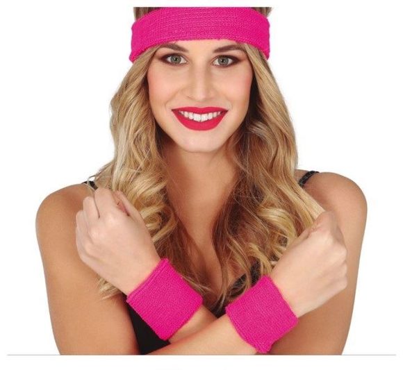 Sada růžových potítek s čelenkou