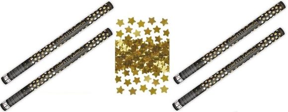 Konfety 80 cm ZLATÉ hvězdičky 4 ks - Silvestr