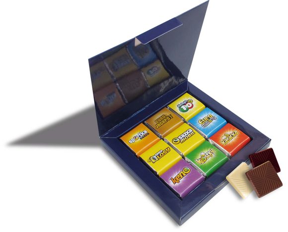 Reklamní čokoládová sada 9x5g krabička s vaším motivem/logem - od 250 ks