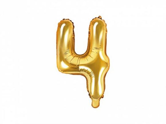 Balón foliový číslice zlatá 35 cm - 4 (NELZE PLNIT HELIEM)