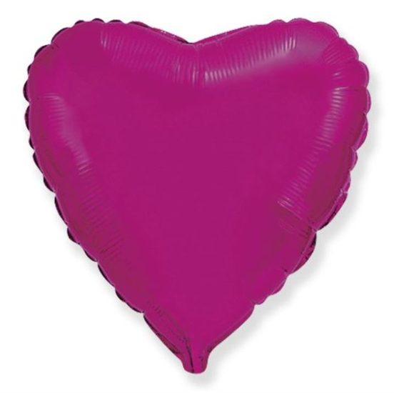 Balón foliový 45 cm Srdce tmavě růžové FUCHSIE