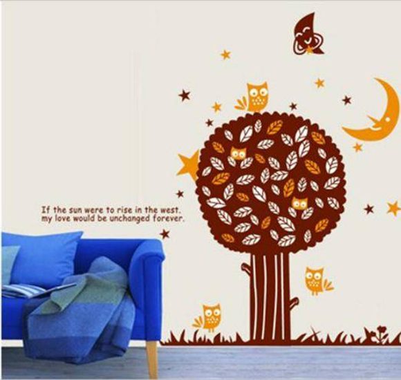Samolepka na zeď Noční strom se zvířátky
