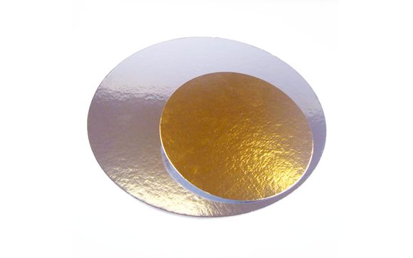 Dortová podložka zlatá a stříbrná (oboustranná) kruh - 35 cm