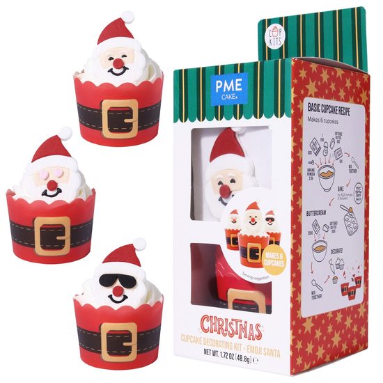 Vánoční sada na zdobení cupcakes - Emoji Santa (sada 6)