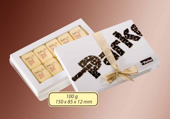 Reklamní bonboniéra 10ks - 100g, stuha s vaším motivem/logem - od 150 ks
