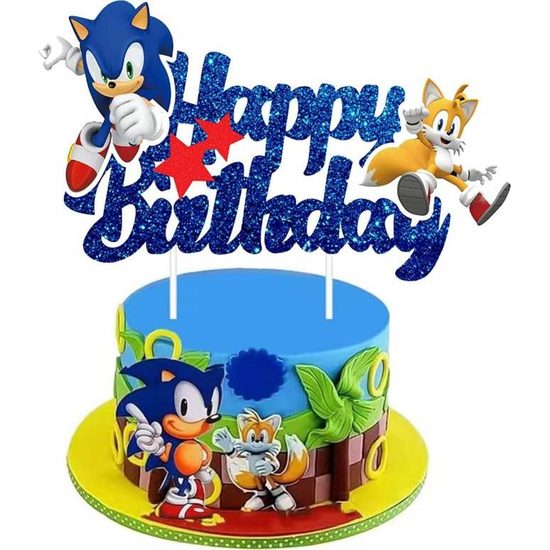 Zápich na dort Happy Birthday Sonic 5ks - Cakesicq