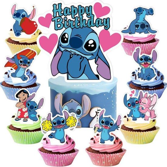 Zápich na dort/muffiny Happy Birthday Stitch 25ks - Cakesicq
