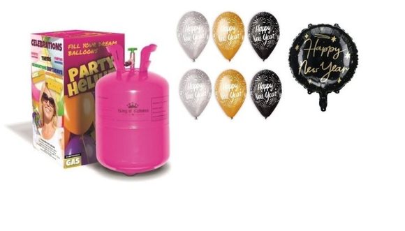 Helium a sada balónků - mix Happy New Year -7 ks - Silvestr