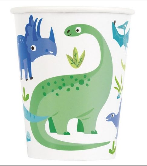 Kelímky DINOSAURUS - zelenomodré - 8 ks