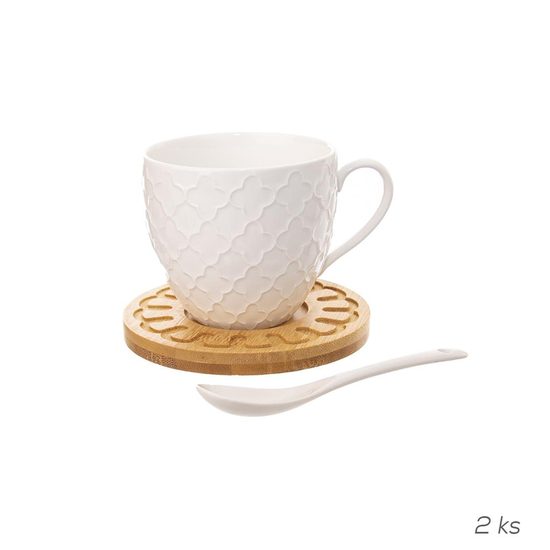 Hrnek porc.+podšálek+lžička BAMBU 0,25 l 2 ks