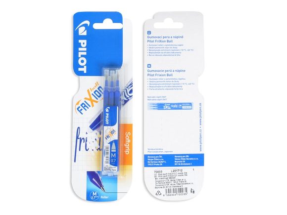 Náplně do gumovacích per Pilot Frixion modrá 0,7 - 3ks