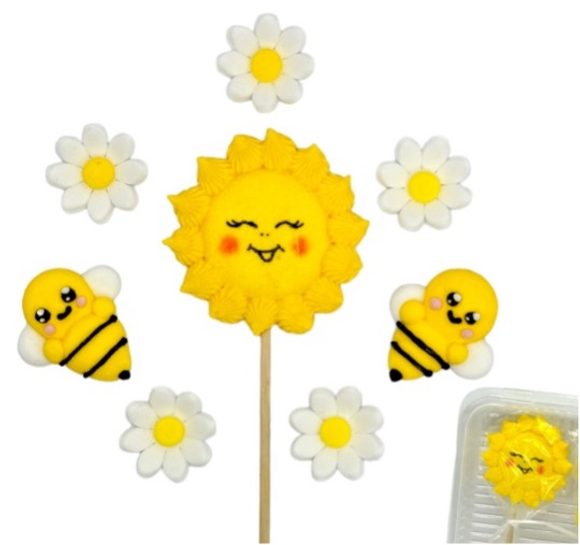Cukrová dekorace na dort – Sluníčko a včelky