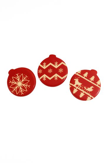 Čokoládová dekorace - baňky červené 63 ks