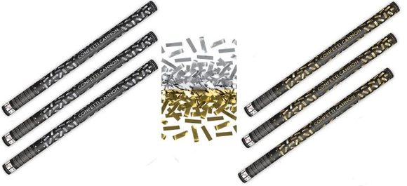 Konfety 80 cm ZLATÉ metalické 3ks, STŘÍBRNÉ metalické 3 ks