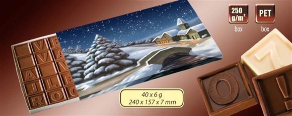 Reklamní čokoládová zpráva 40x6g s vaším motivem/logem - od 100 ks