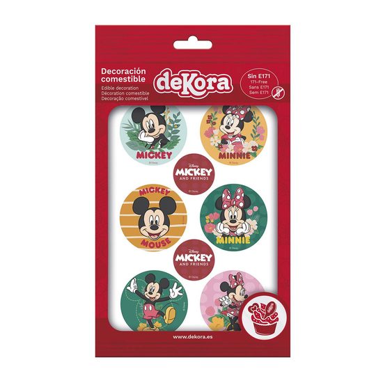 Dekorace z jedlého papíru na cupcaky Mickey a Minnie 5,8cm 6ks