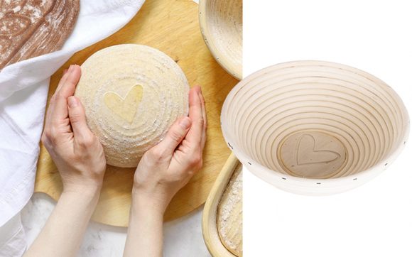 Pedigová ošatka na kulatý bochník chleba Srdce - 21 cm
