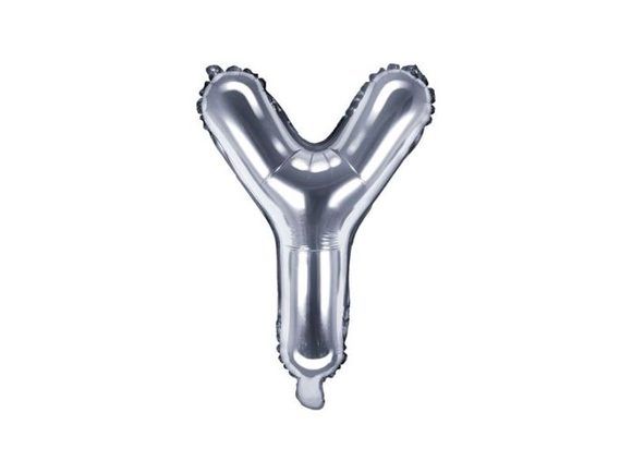 Balón foliový písmeno "Y", 35 cm, stříbrný (NELZE PLNIT HELIEM)