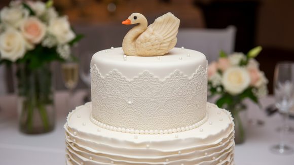 Labuť bez korunky  - marcipánová figurka na dort