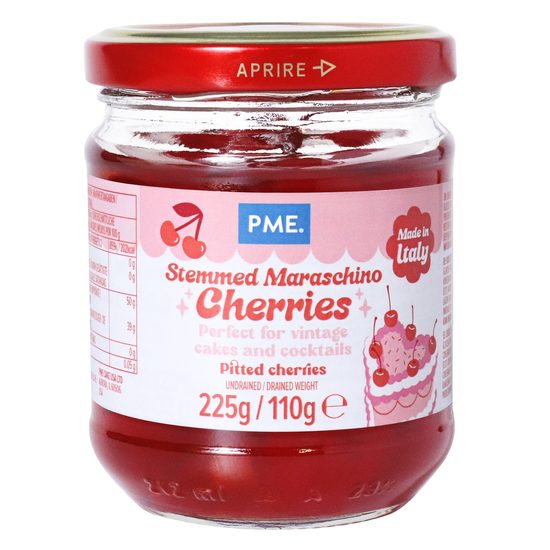 Červené maraschinové třešně se stopkami (225g)