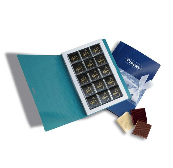 Reklamní čokoládová kniha 30x5g (15x5g), stuha s vaším motivem/logem - od 100 ks