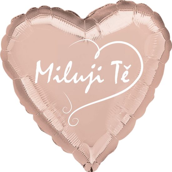 Balónek fóliový růžovo-zlaté srdíčko Miluji Tě